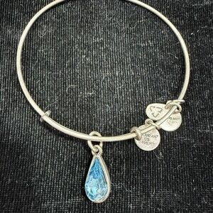 Alex and Ani Silver Bracelet with Teardrop Blue Charm